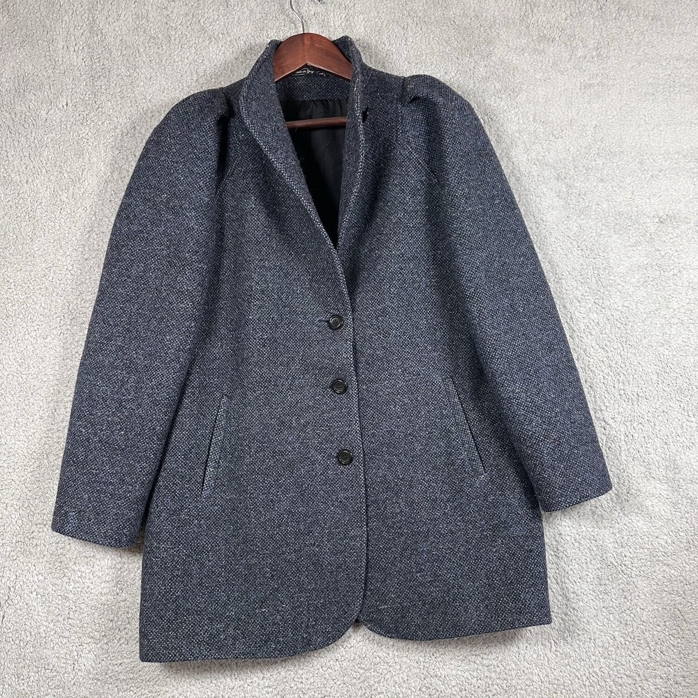 Vtg International Scene Wool Coat Women's 11/12 Blue Jacket Academia Career